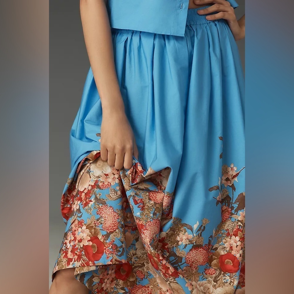 NWT! Anthropologie Blue Floral Maeve Pull-On Circle Skirt - Multiple Sizes 🕕1️⃣ - Picture 4 of 10